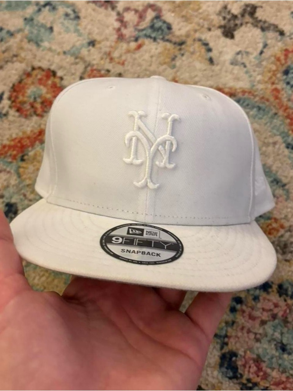 New Era White NY Embroidered Snapback Hat